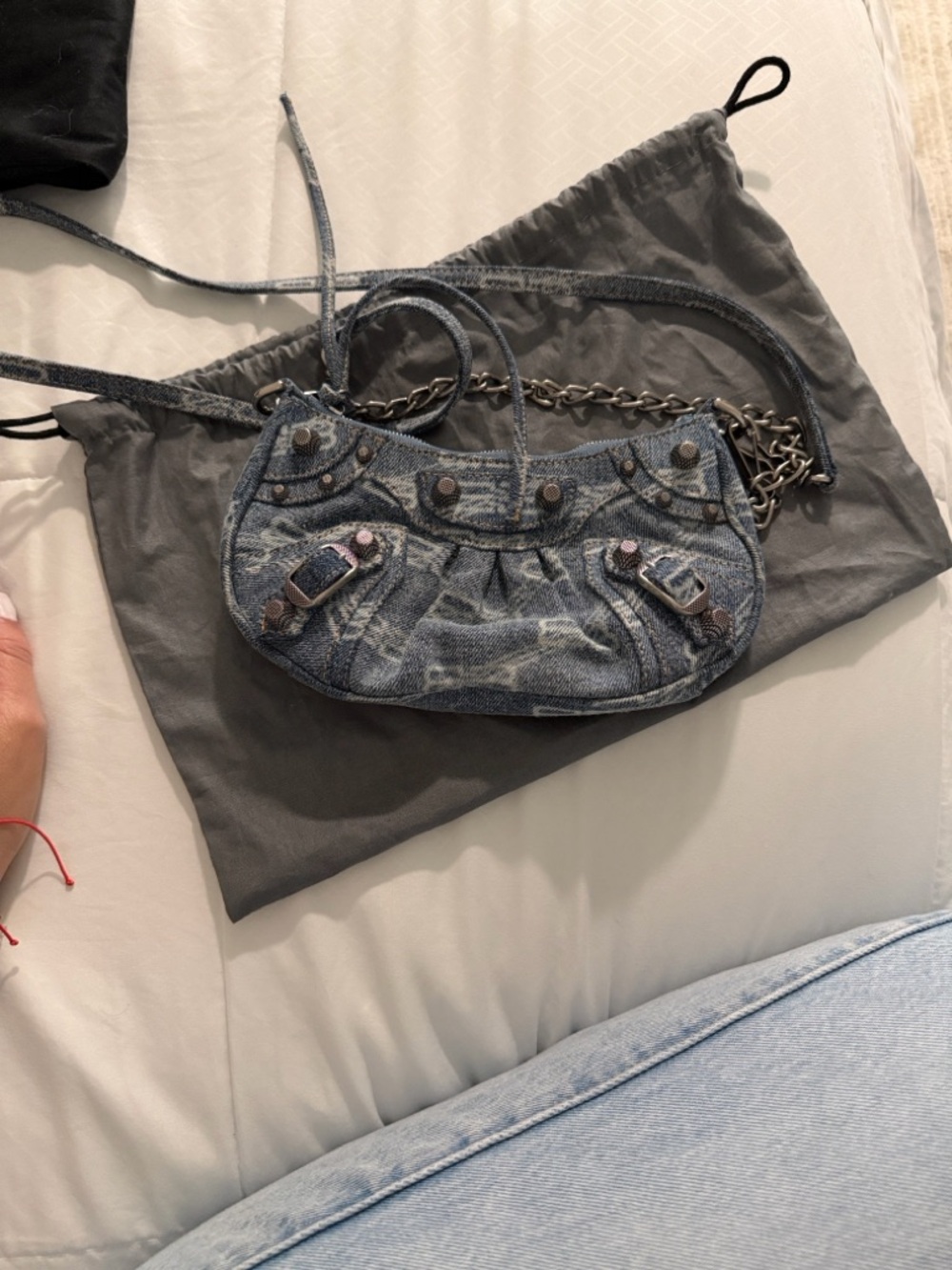 Balenciaga Distressed Denim Mini Crossbody Bag - Blue